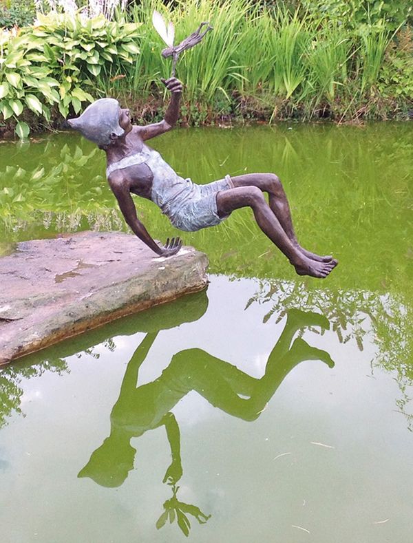 Peter Pan &amp; Tinkerbell - Bronze Garden Sculpture