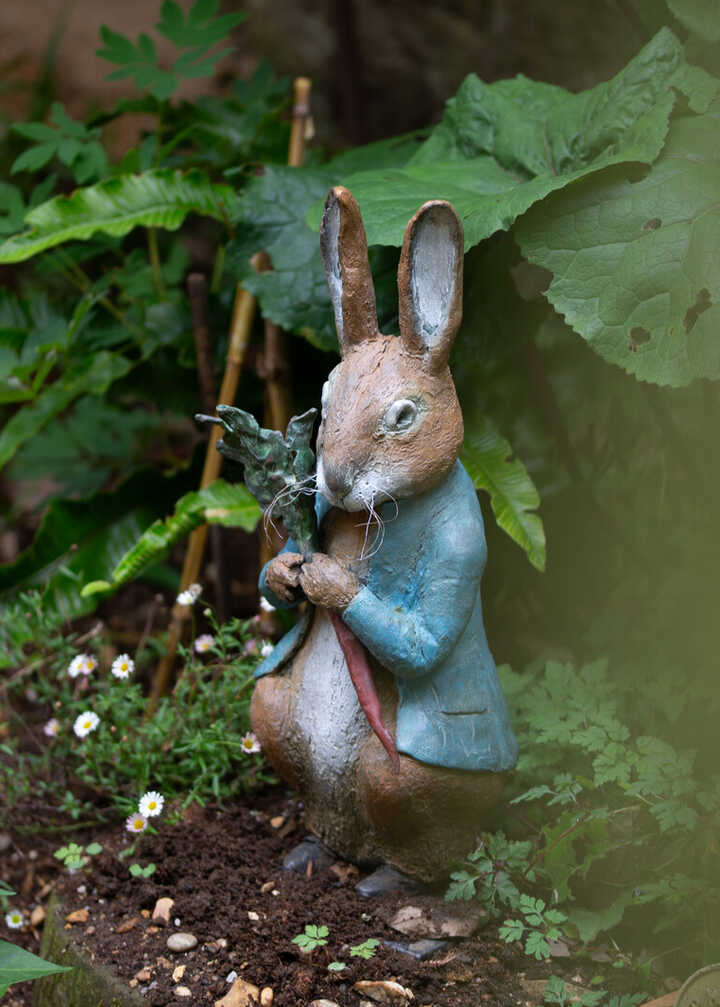 Peter Rabbit Eating Radishes Bronze Sculpture 