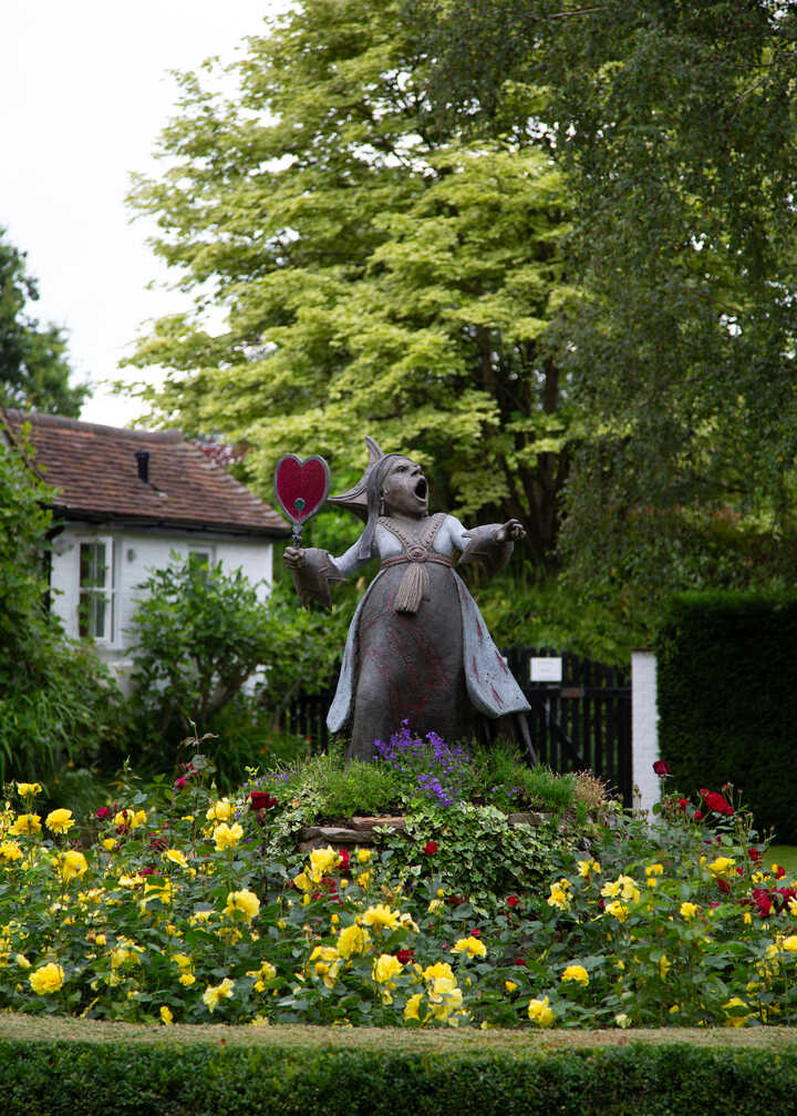 The Queen of Hearts garden sculpture