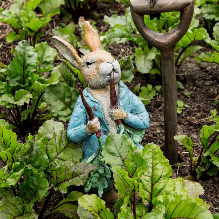 Peter Rabbit eating Radishes - Bronze Garden Sculpture