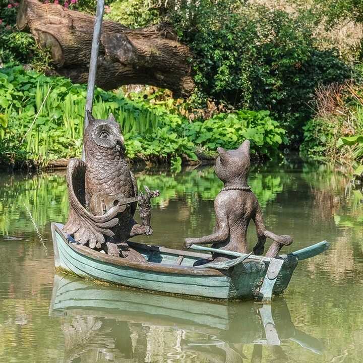 The Owl and The Pussy-Cat - Bronze Water Feature