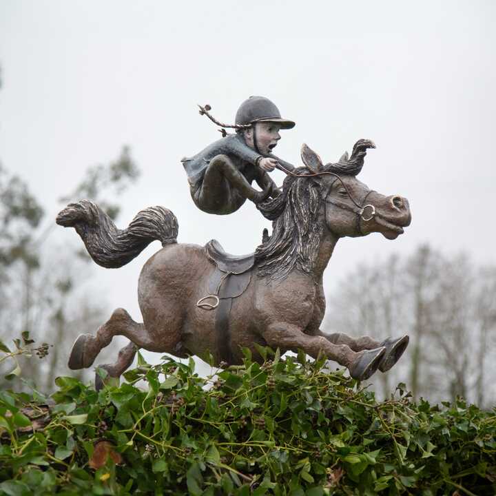 The Thelwell Pony &amp; Rider - Bronze Garden Sculpture