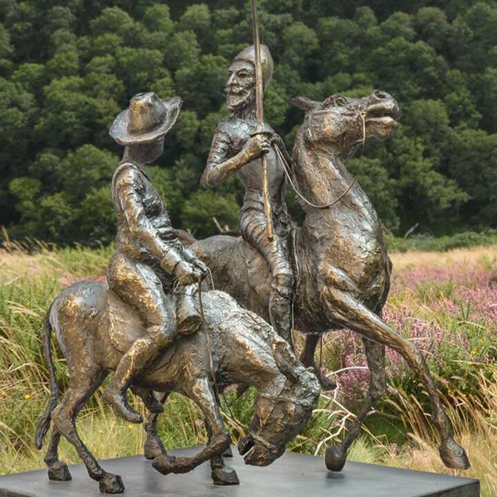 Don Quixote &amp; Sancho Panza - Bronze Garden Sculpture