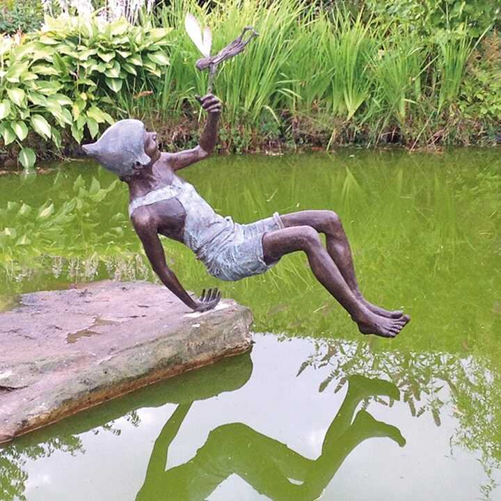 Peter Pan &amp; Tinkerbell - Bronze Garden Sculpture