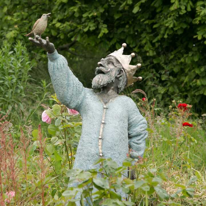 The King and the Songbird - Bronze Garden Sculpture